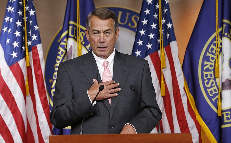 House Speaker John Boehner of Ohio announces on Capitol Hill that he will resign from Congress at the end of October.