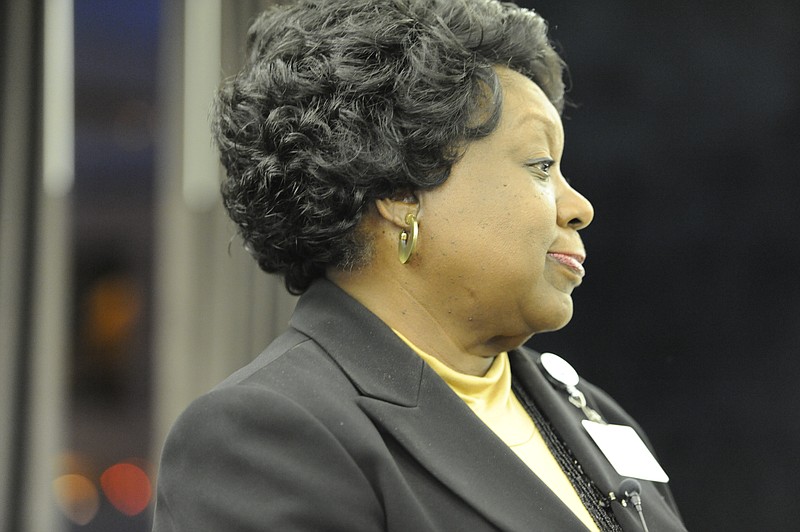 Charlesetta Woodard-Thompson speaks to the Chattanooga Times Free Press after she was announced as the interim CEO for Erlanger hospital following Jim Brexler's resignation.
