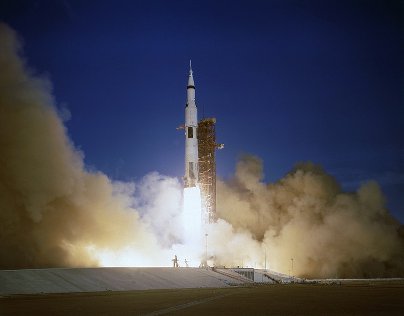 The Apollo 8 blastoff from Cape Kennedy, Fla., in this Dec. 21, 1968, file photo. 