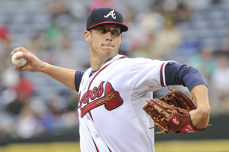 Atlanta Braves' Matt Wisler pitches against the St. Louis Cardinals during the first inning of the second baseball game of a doubleheader, Sunday, Oct. 4, 2015, in Atlanta.