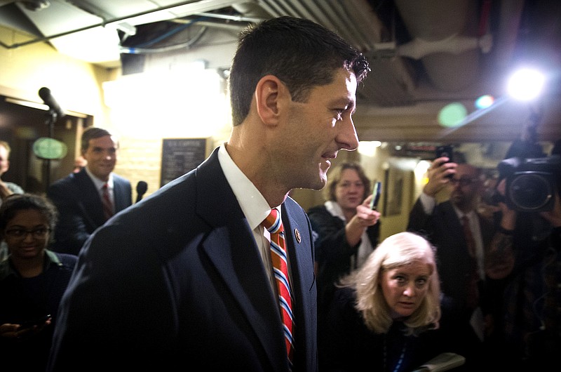Rep. Paul Ryan, R-Wis. arrives for a House GOP meeting on Capitol Hill in Washington, Friday, Oct. 9, 2015. The pressure is on Ryan to run for House speaker in the chaotic aftermath of Majority Leader Kevin McCarthy's sudden decision to abandon his campaign for the post.