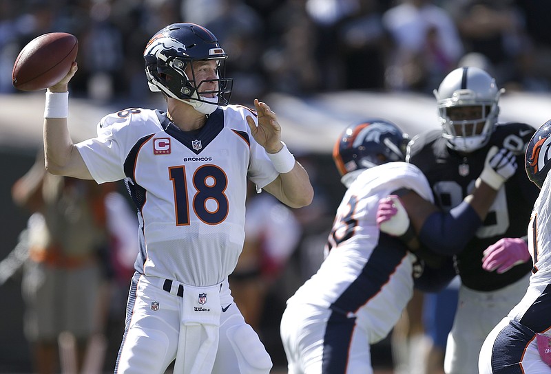 11 October 2015: Denver Broncos quarterback Peyton Manning during