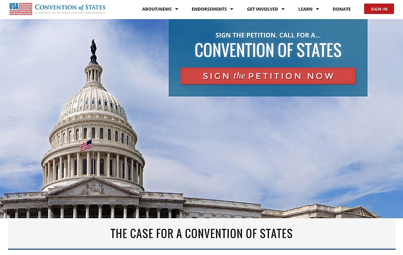 Screenshot of conventionofstates.com website.