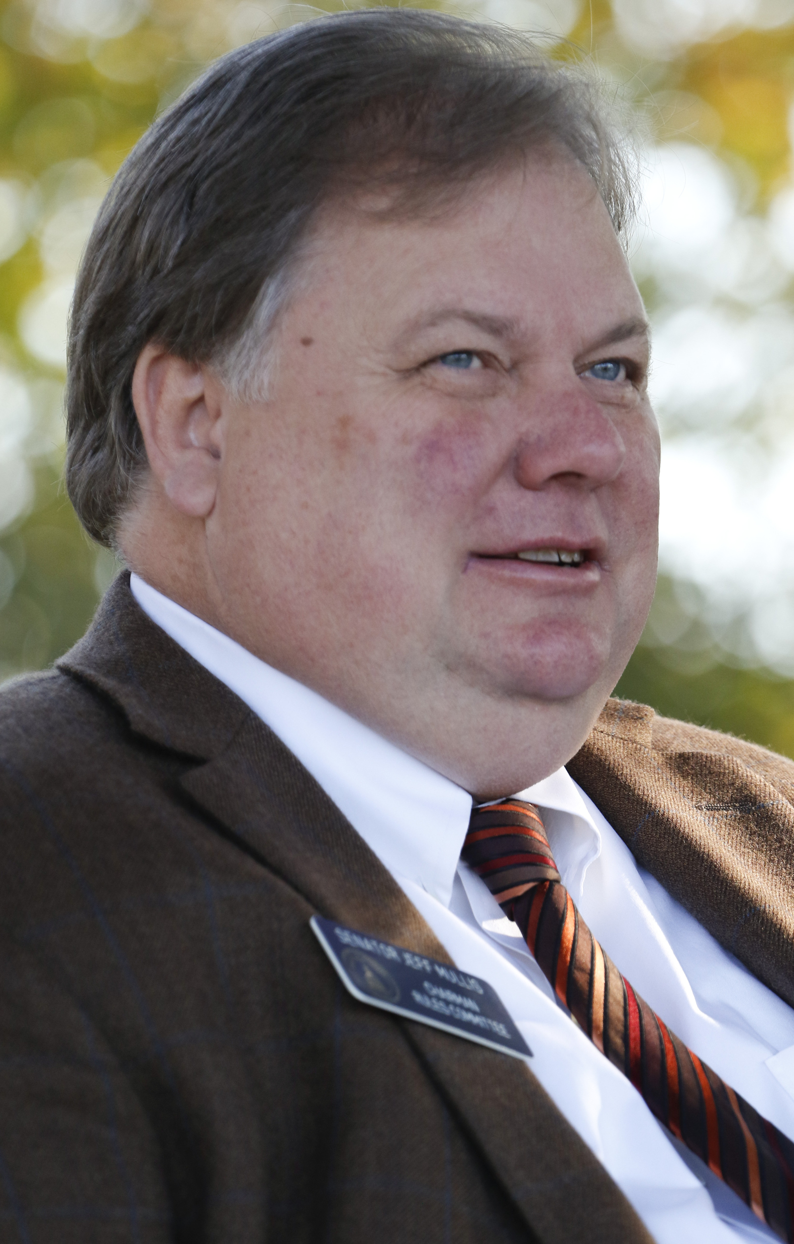 Staff Photo by Dan Henry / The Chattanooga Times Free Press- 10/15/15. Senator Jeff Mullis speaks on Thursday, October 15, 2015 as officials gather on the new Vanguard site in Trenton for an announcement that the Semi-trailer manufacturing plant is bringing 400 jobs to Dade County.