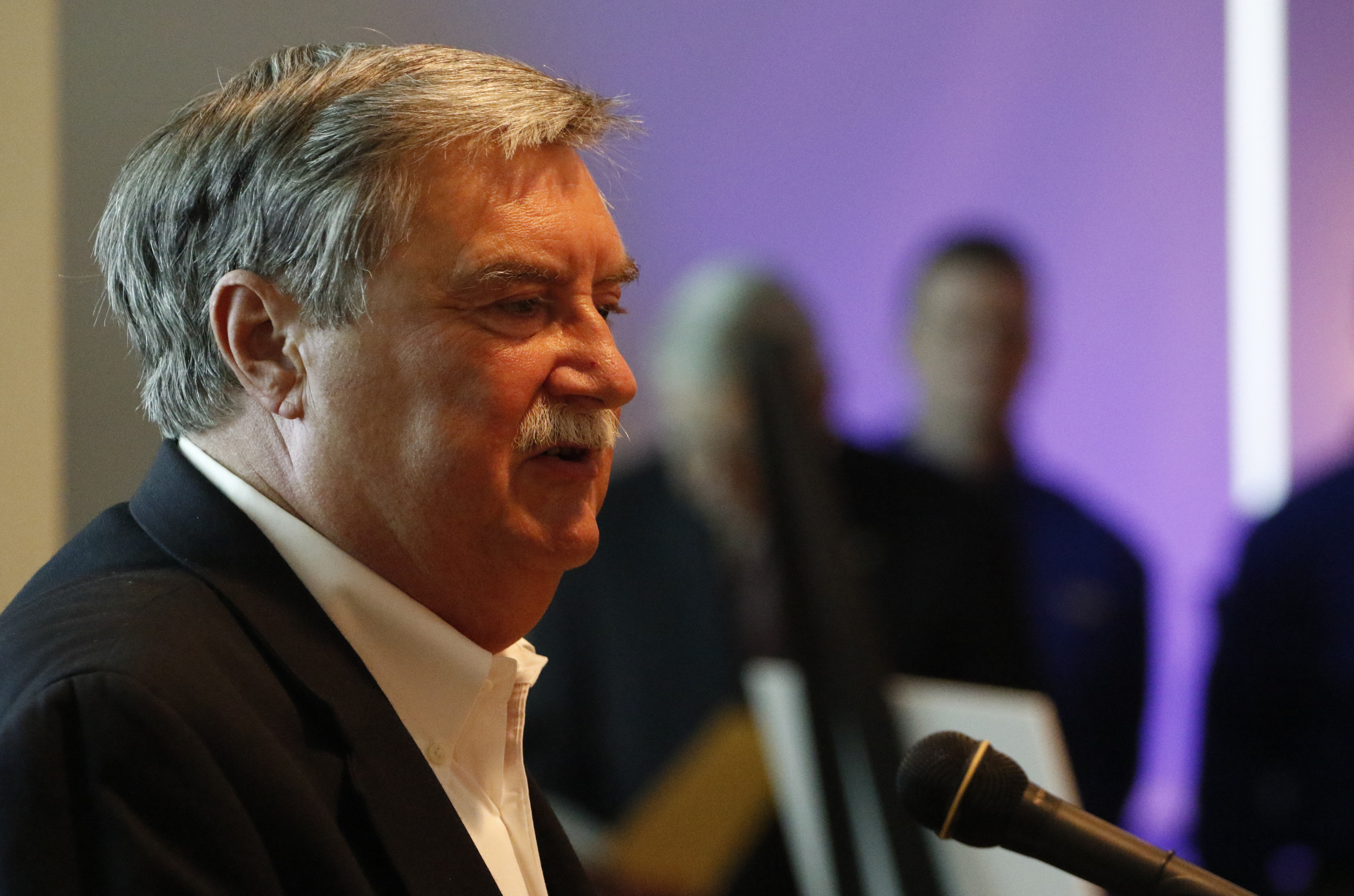 Staff Photo by Dan Henry / The Chattanooga Times Free Press- 10/15/15. Harold DePriest President/CEO of EPB, announces that residents of the Tennessee valley will have the opportunity to have the worlds fastest home 10-gig internet service.