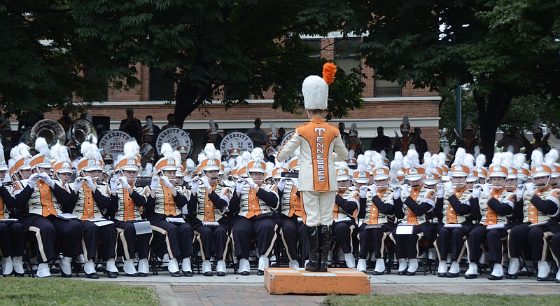 UT's Pride of the Southland Marching Band will stop in town Friday on its way to the game against Alabama in Tuscaloosa.