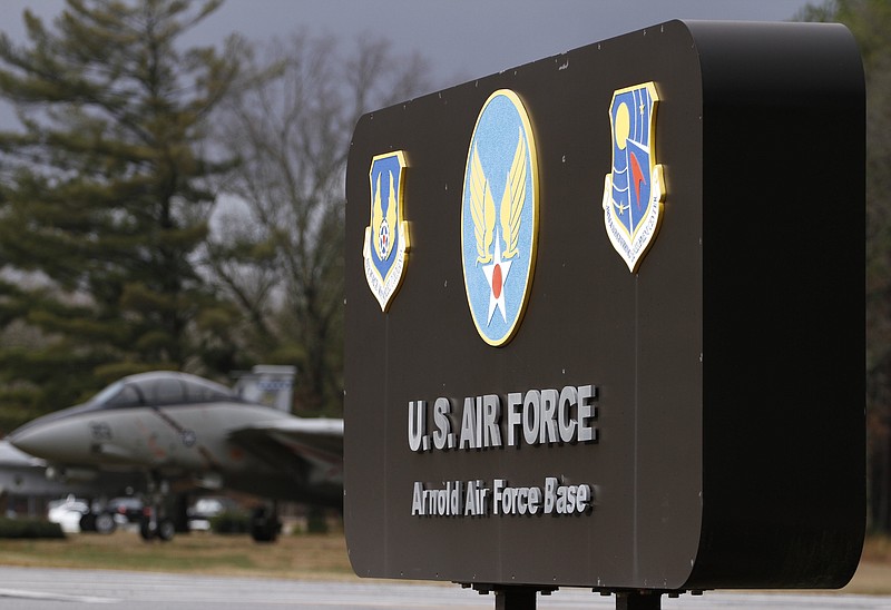 The main entrance to the Arnold Air Force base in Tullahoma, Tenn., located at Arnold Engineering and Development Complex.