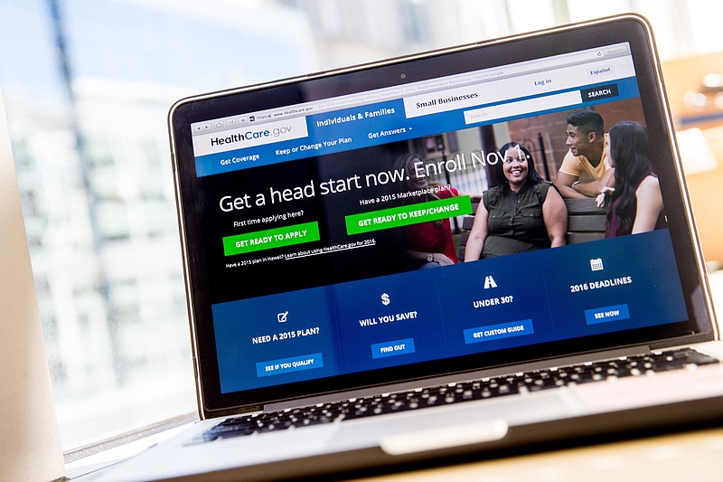 In this Oct. 6, 2015, file photo, the HealthCare.gov website, where people can buy health insurance, is displayed on a laptop screen in Washington.