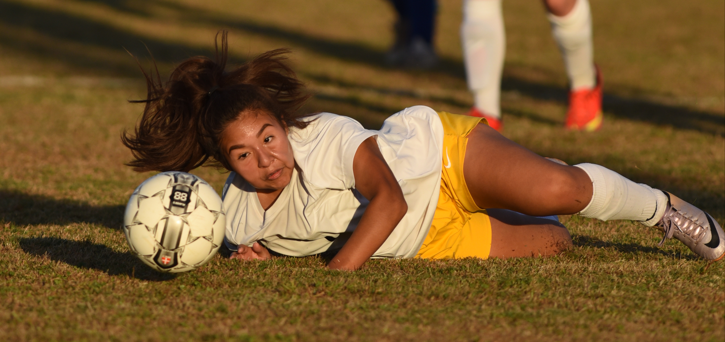 Hixson's Karime Arriaga is tripped up in the game against Boyd Buchanan Tuesday, October 20, 2015 at Hixson High School.