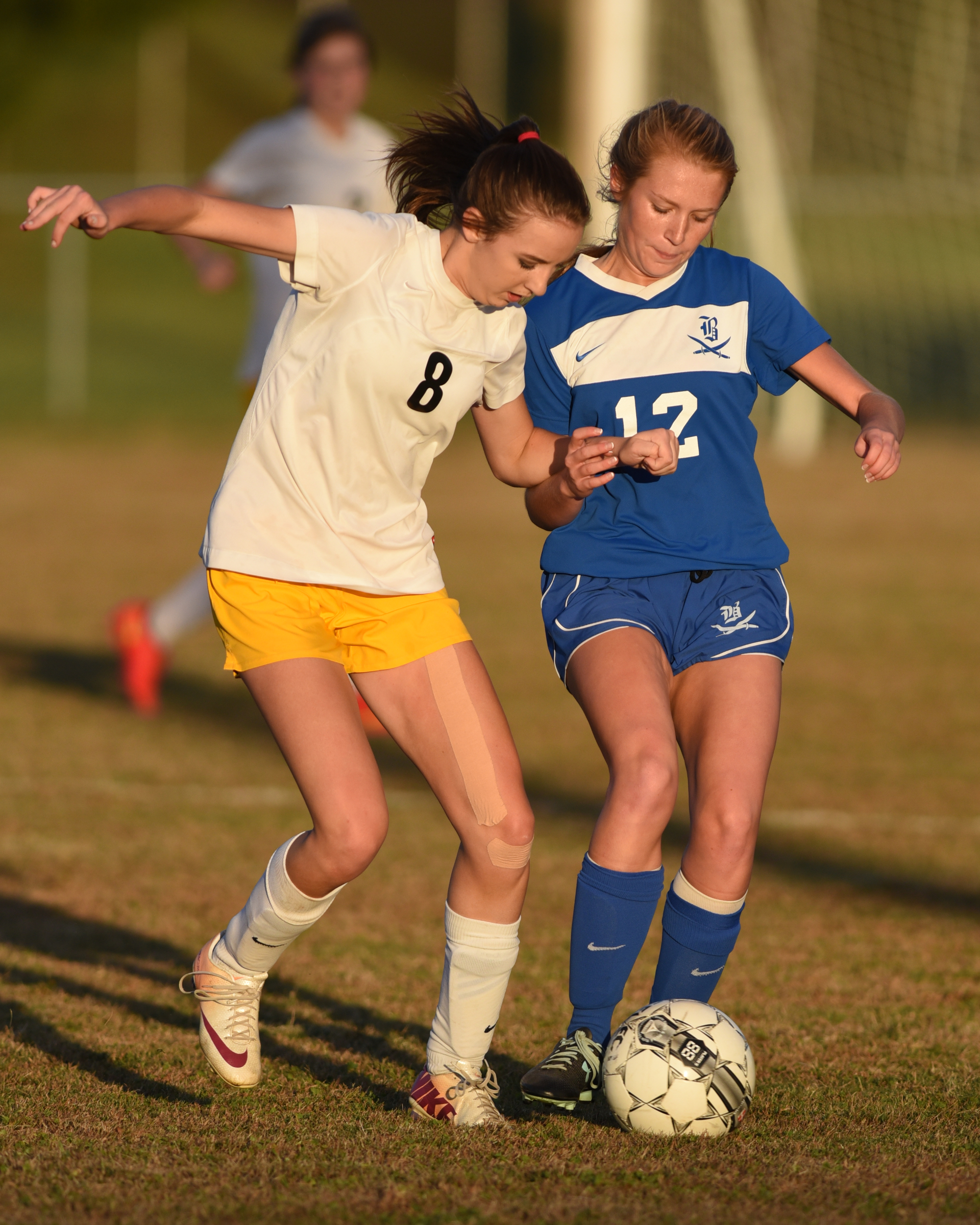 Boyd Buchanan's Ariana Schoonover and Hixson's Morgan Dupree play in the game Tuesday, October 20, 2015 at Hixson High School.