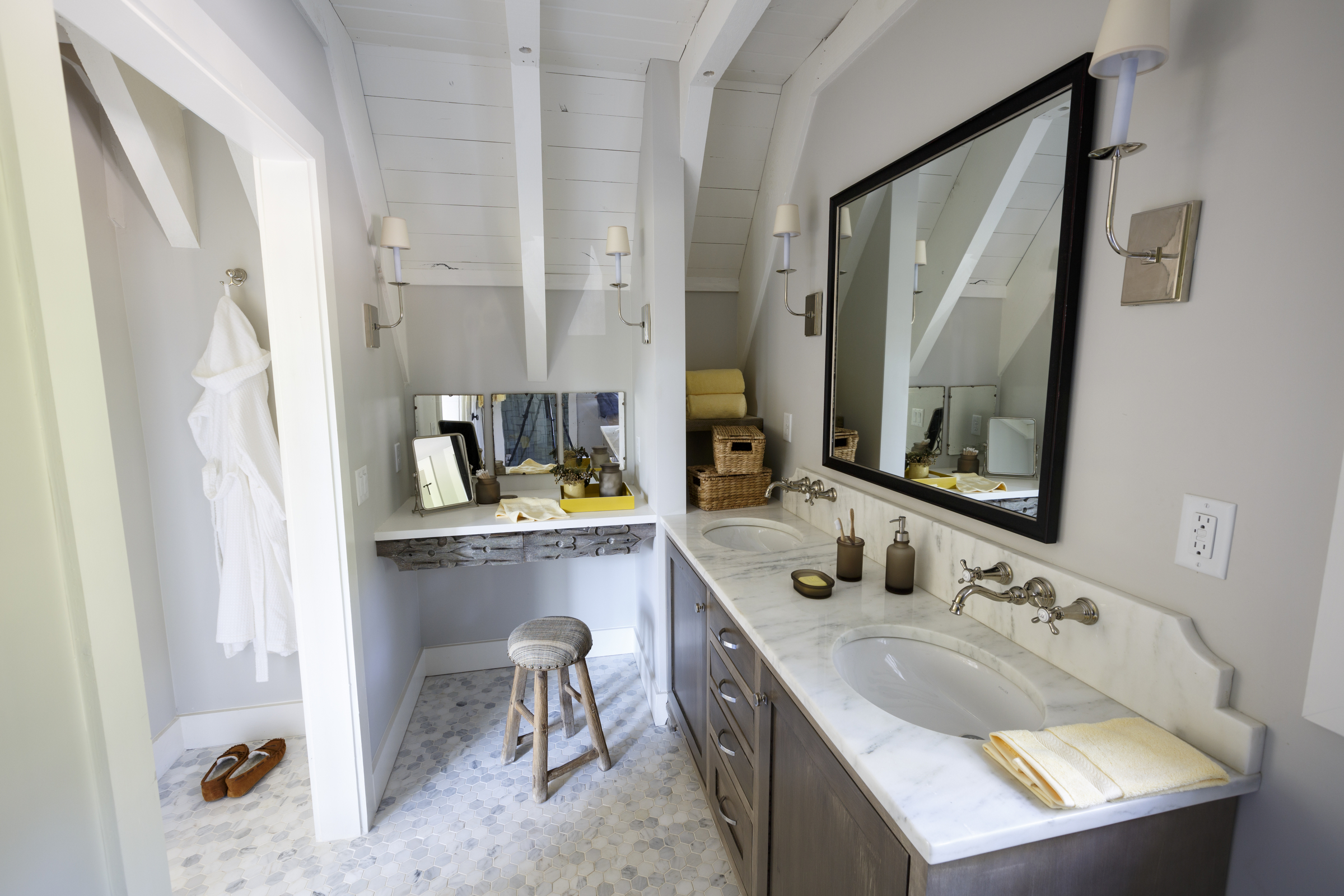 The upstairs master bathroom in the This Old House idea house in the Cloudland Station development.