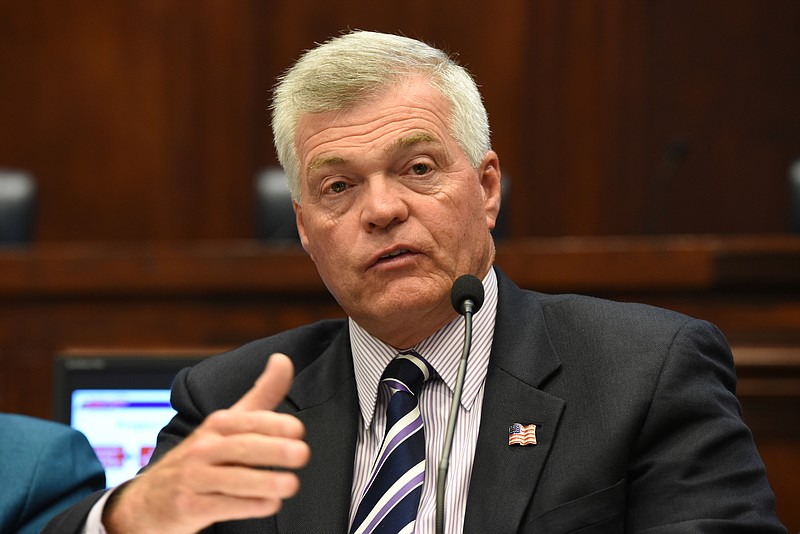 Senate Transportation and Safety Committee Chairman Jim Tracy, R-Shelbyville, leads a listening tour here Wednesday. The session was about the funding of Tennessee roads.