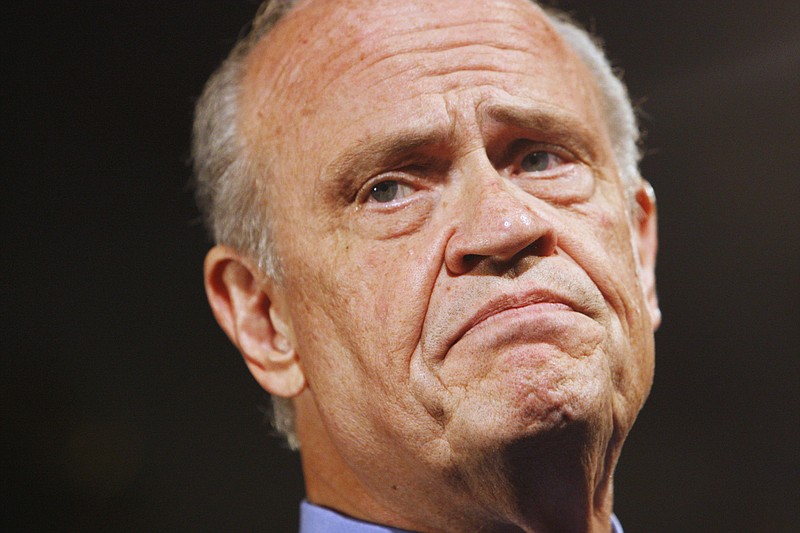 In this Oct. 5, 2007, file photo, Republican Presidential hopeful, former Tennessee Sen. Fred Thompson, pauses while addressing the Americans for Prosperity Foundation in Washington. Thompson died, Sunday, Nov. 1, 2015, in Nashville, Tenn., after a recurrence of lymphoma, his family said in a statement. He was 73. (AP Photo/Charles Dharapak, File)