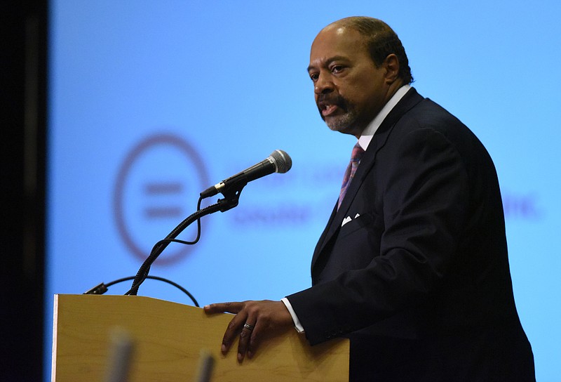 Warren E. Logan, Jr., president of the Urban League of Greater Chattanooga, speaks at the group's Entrepreneur Power Luncheon at the Chattanooga Convention Center on Tuesday, May 26,  2015, in Chattanooga.