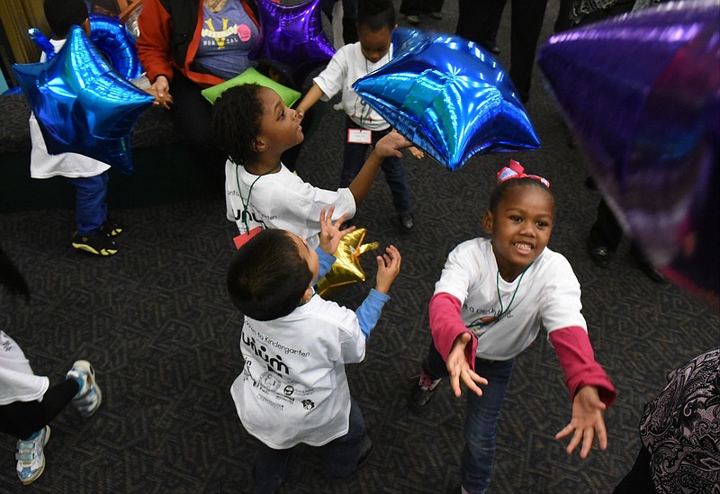 Children from the Cedar Hill and Avondale HeadStart and pre-K programs played with balloons at the Creative Discovery Museum last March after officials here announced a new initiative, Countdown to Kindergarden, designed to help children be prepared to start school.