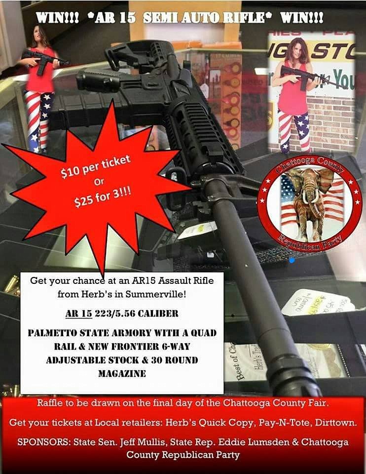 A flyer advertising the Chattooga County Republican Party's raffle