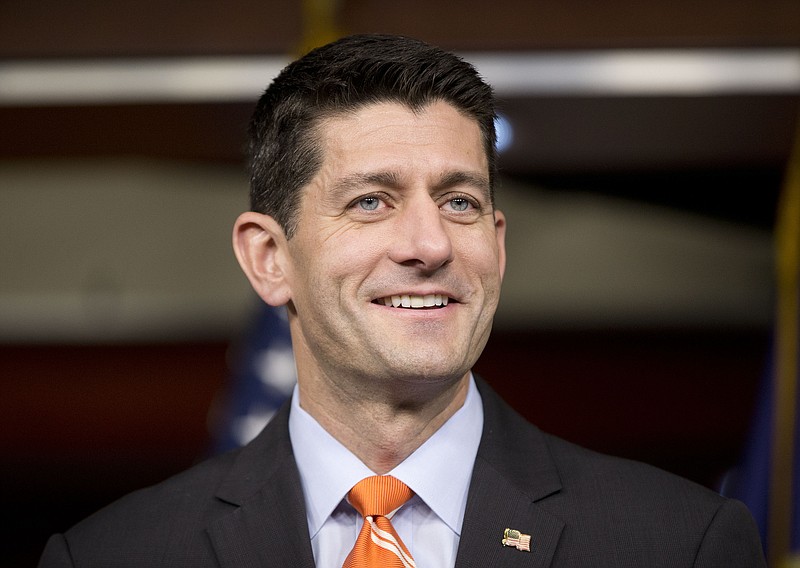 
              In this Nov. 5, 2015, photo, House Speaker Paul Ryan of Wis. smiles during his news conference on Capitol Hill in Washington. Late nights dealing with scores of amendments on the House floor. An invite to the famously staid Senate majority leader, Mitch McConnell of Kentucky, to appear at an open mic session. Welcome to Ryan’s House. A week into his tenure, the new speaker looks determined to make good on promises of opening up the House of Representatives to participation from all lawmakers.  (AP Photo/Pablo Martinez Monsivais)
            