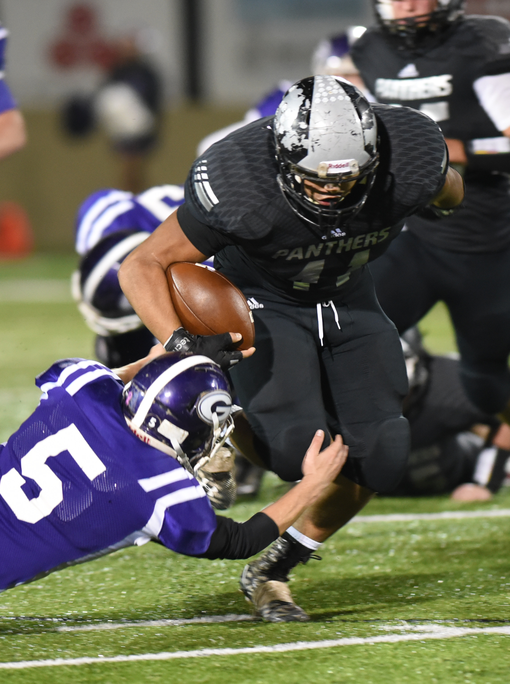 Gilmer County's Thaddeus Bowers attempts to bring down Ridgeland's Chris Henderson Monday, November 9, 2015 at Christian Heritage School.