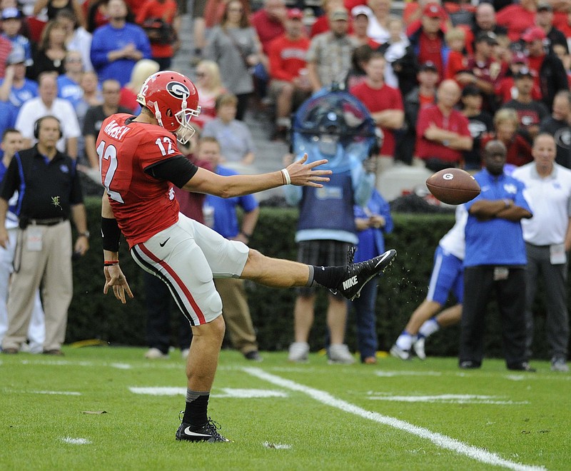 Georgia backup quarterback Brice Ramsey averaged 47.7 yards on three punts during Saturday's win over Kentucky.