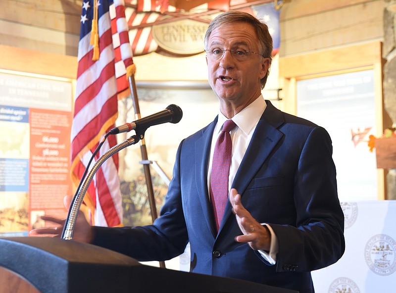 Inside the Tennessee Welcome Center on Interstate 75, Governor Bill Haslam speaks about possible solutions for the Interstate 75/I-24 junction project as one of the transportation needs for our area.
