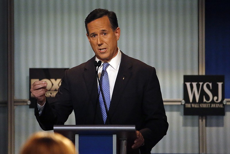 Rick Santorum speaks during Republican presidential debate at Milwaukee Theatre on Tuesday, Nov. 10, 2015, in Milwaukee.