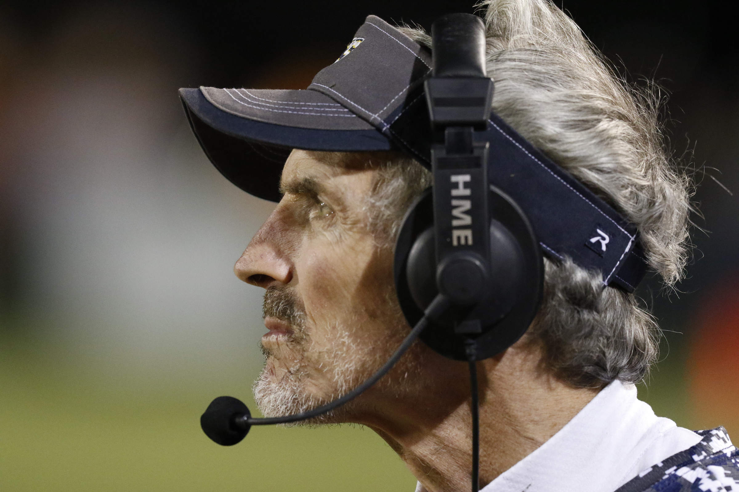 *Staff Photo by Dan Henry / The Chattanooga Times Free Press- 11/13/15. Chattanooga Christian head coach Rob Spence watches as his team plays East Ridge at the Pioneer's home field on Friday, November 13, 2015.