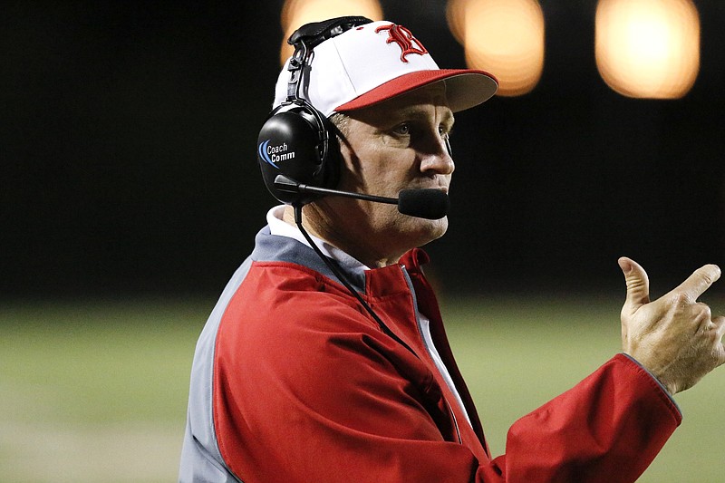 Baylor School coach Phil Massey, pictured, and his Red Raiders move on to another football Friday thanks to their road win against Memphis University School.