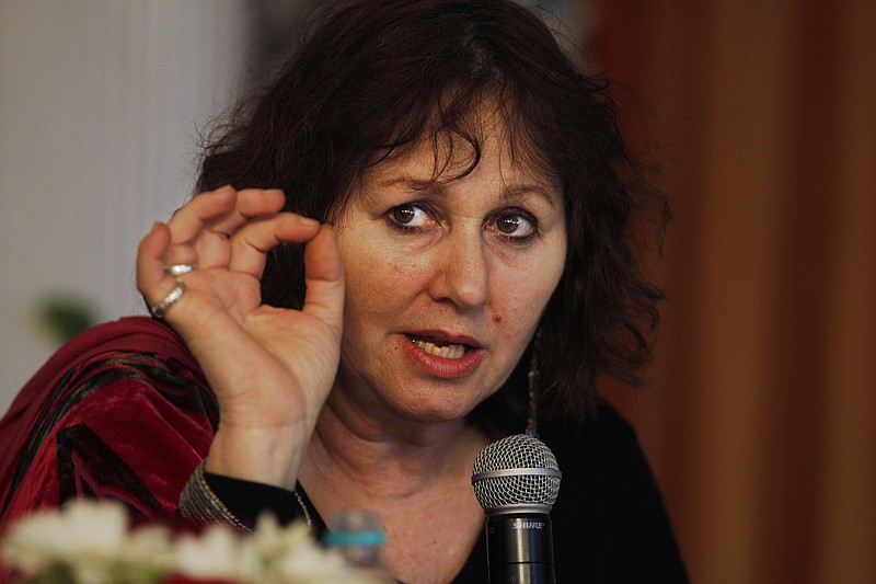 
              FILE - In this March 3, 2015 file photo, British filmmaker Leslee Udwin addresses a press conference on her documentary film "India's Daughter," about the Dec. 16, 2012 gang rape in a moving bus, in New Delhi, a film whose screening the Indian government halted.  The film airs Nov. 16, 2015 on PBS. (AP Photo/Altaf Qadri, File)
            