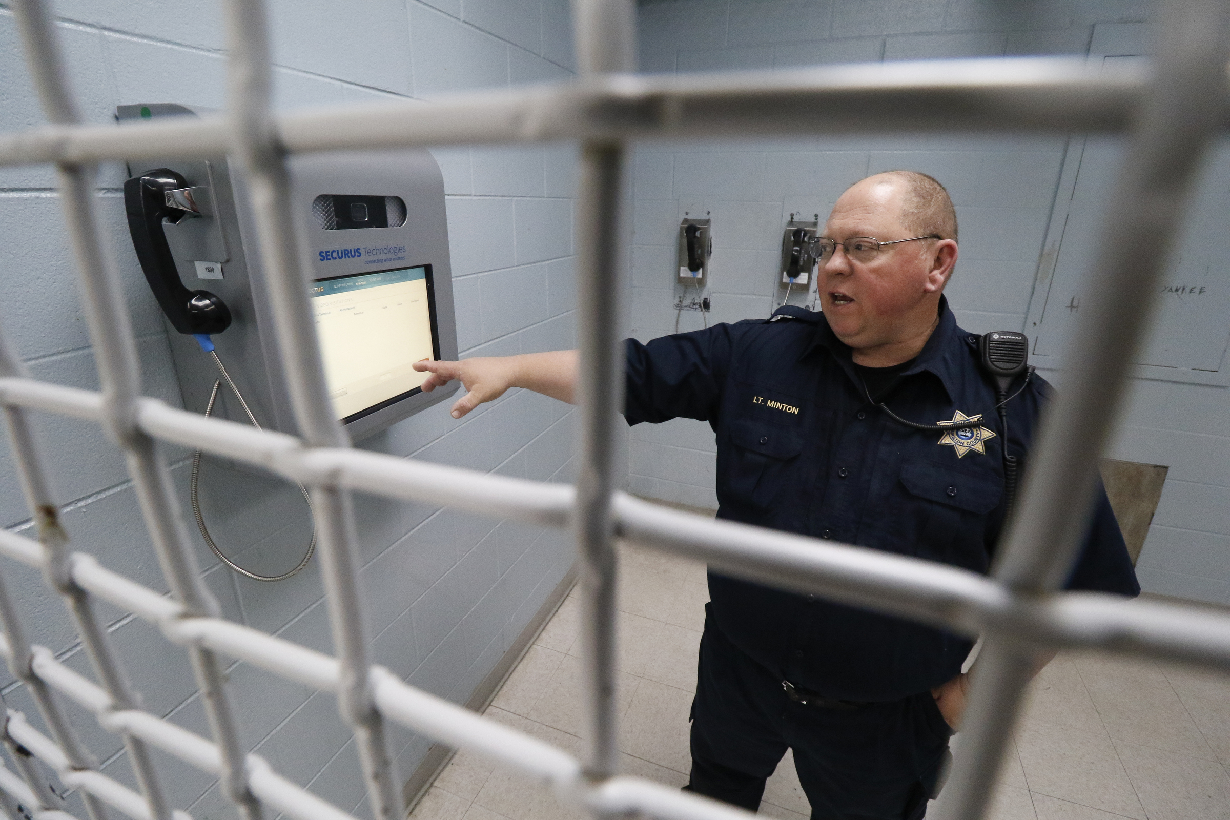 Lt. Rex Minton speak about a new video kiosk that will be used for all visitation for inmates at the jail in downtown Chattanooga.