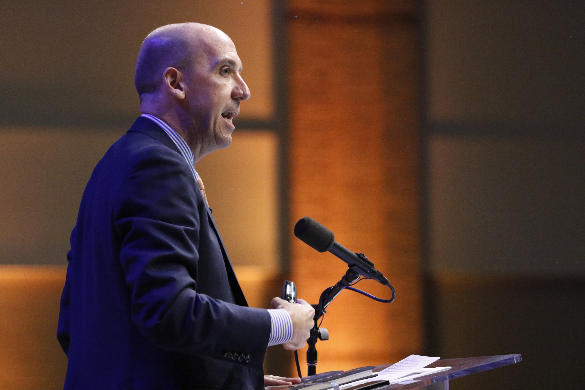 Keynote speaker Jack Uldrich discusses technology, change management and leadership during the Spirit of Innovation awards luncheon in the Chattanooga Convention Center on Nov. 18, 2015.