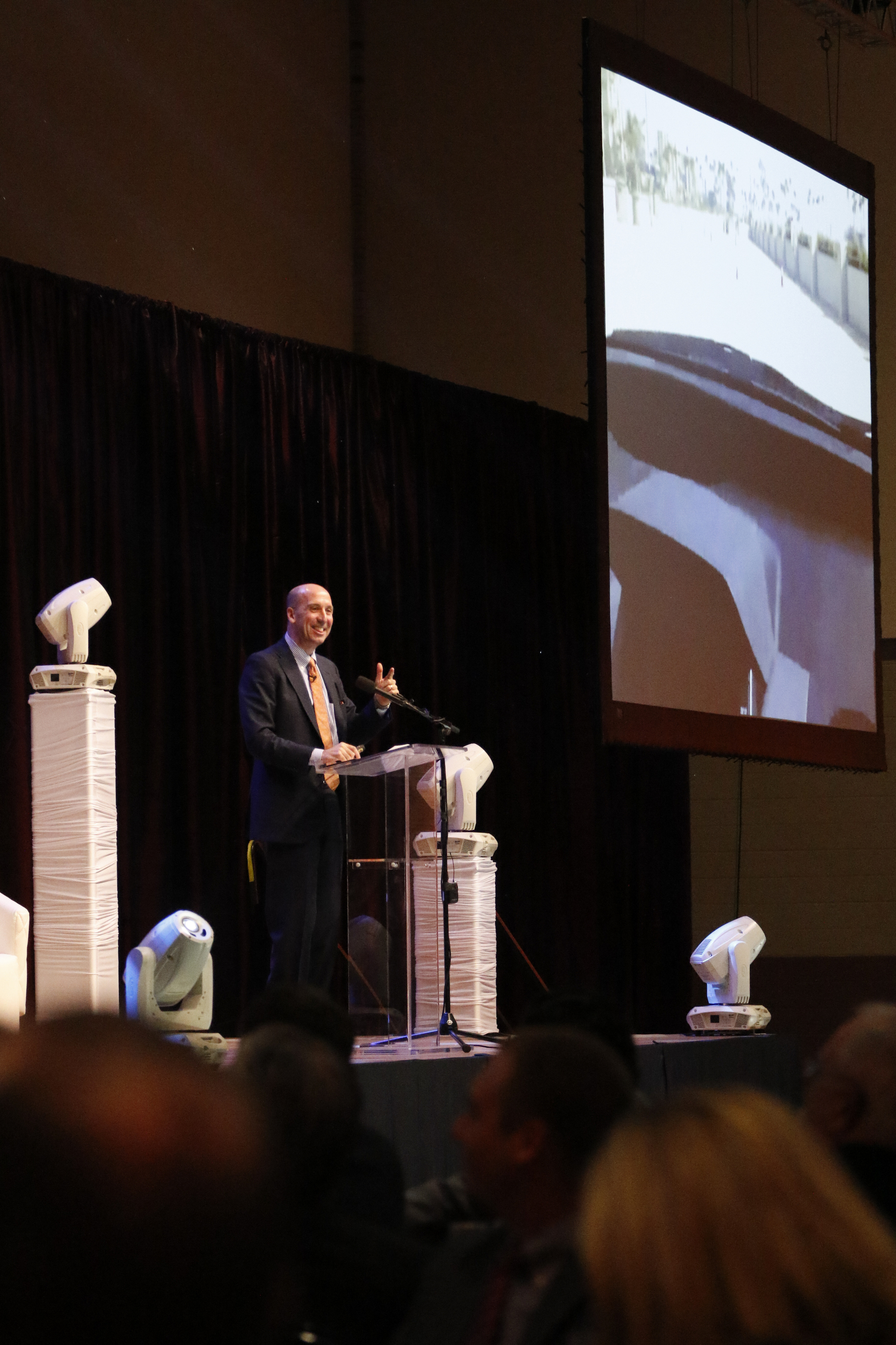 Keynote speaker Jack Uldrich discusses technology, change management and leadership during the Spirit of Innovation awards luncheon in the Chattanooga Convention Center on Nov.18, 2015.