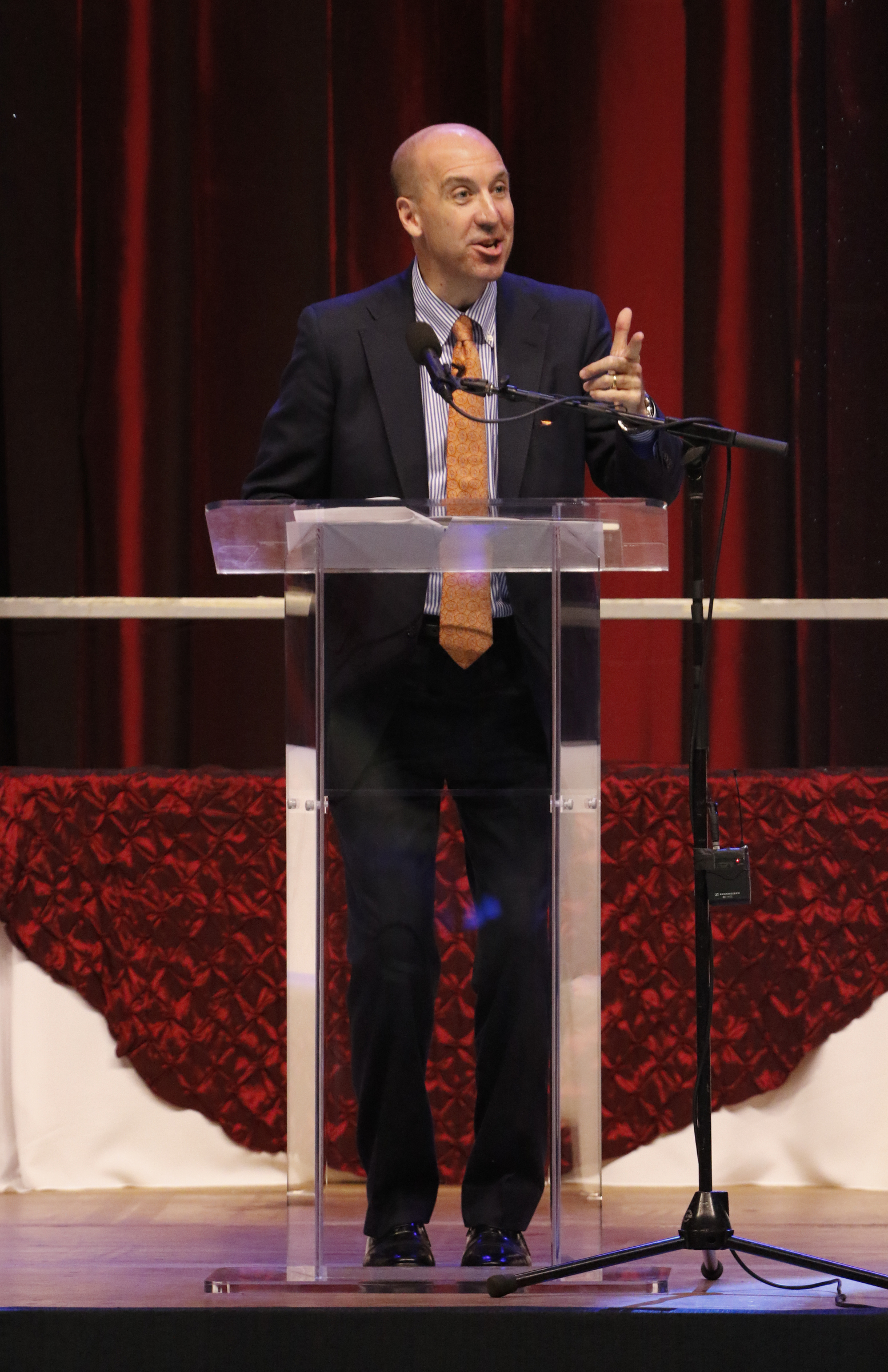 Keynote speaker Jack Uldrich discusses technology, change management and leadership during the Spirit of Innovation awards luncheon in the Chattanooga Convention Center on Nov. 18, 2015.
