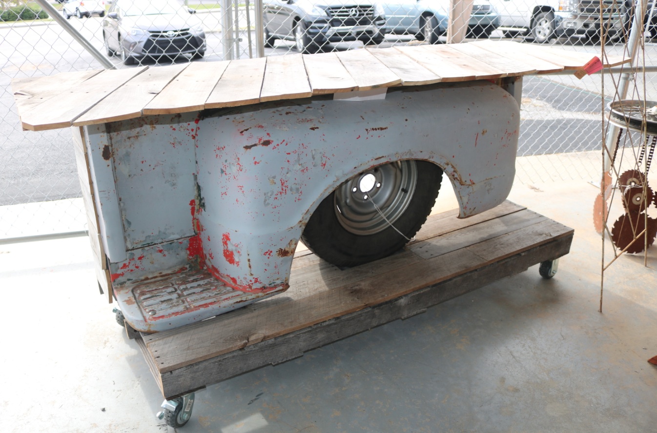 A bar made from a antique truck is one of numerous handmade items at Vinterest.