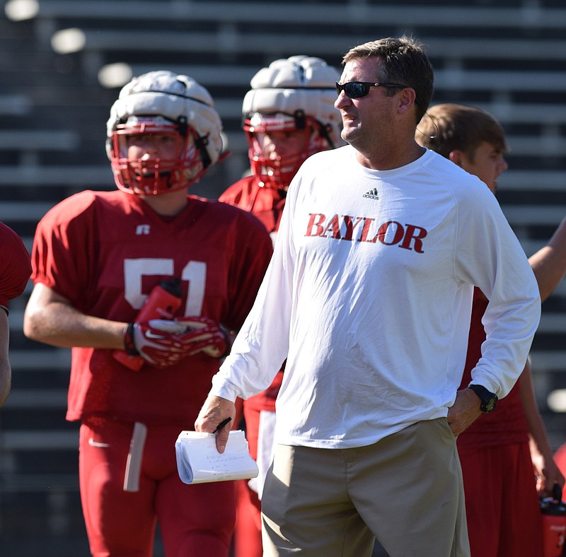 Coach Phil Massey and his Baylor Red Raiders challenge Brentwood Academy again tonight.