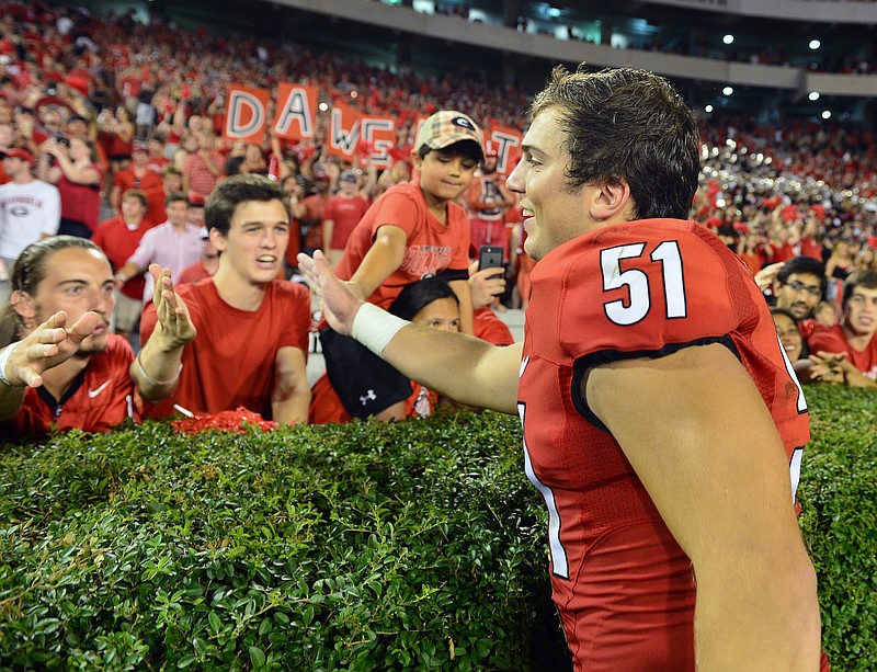 Georgia senior inside linebacker Jake Ganus, who was playing at UAB this time last year, has been a fan favorite of the Bulldogs this season and leads the team with 74 tackles.