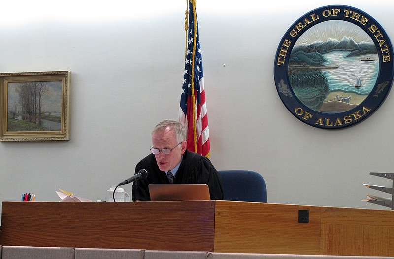 
              Alaska Superior Court Judge Philip Pallenberg speaks during a court hearing on Thursday, Nov. 19 , 2015, in Juneau, Alaska. Pallenberg rejected plea agreements from two members of the family associated with the reality show "Alaskan Bush People" in a case involving the yearly dividend paid to Alaska residents. (AP Photo/Becky Bohrer)
            