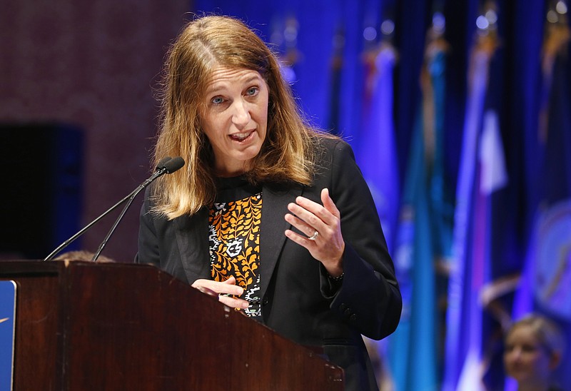 
              In this photo July 25, 2015, Health and Human Services Secretary Sylvia Mathews Burwell speaks in White Sulphur Springs, W. Va. The Obama administration says a better balance is needed so new drugs aren’t priced out-of-reach for patients. Burwell opened a forum on drug prices Friday by saying too many people are struggling to pay for their prescriptions. Americans shouldn’t have to choose between innovative medications and affordability.  (AP Photo/Steve Helber)
            