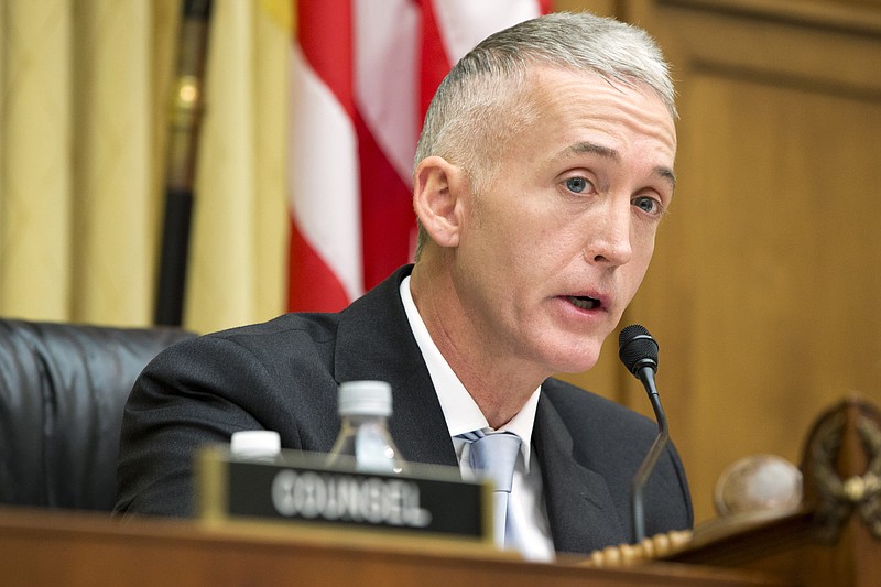 
              FILE - In this Nov. 19, 2015 file photo, Rep. Trey Gowdy, R-S.C. speaks on Capitol Hill in Washington. A former Republican staffer fired from the House Benghazi committee filed a new lawsuit against Gowdy, the panel's GOP chairman Monday in an escalating dispute over the investigation of the 2012 deadly attacks in Benghazi, Libya.  (AP Photo/Jacquelyn Martin, File)
            