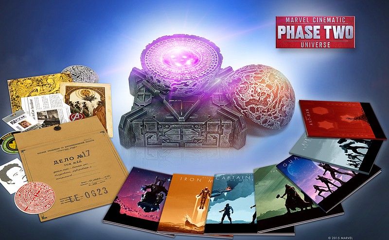 
              This photo provided by Disney/Marvel shows the Marvel Cinematic Universe: Phase Two Collection available in Blu-ray 3D, Blu-ray and Digital HD exclusively on Amazon on Dec. 8, 2015. The limited edition, 13-Disc box set includes: Marvel’s Iron Man 3, Marvel’s Thor: The Dark World, Marvel’s Captain America: The Winter Soldier, Marvel’s Guardians of the Galaxy, Marvel’s Avengers: Age of Ultron and Marvel’s Ant-Man. (Disney/Marvel via AP)
            