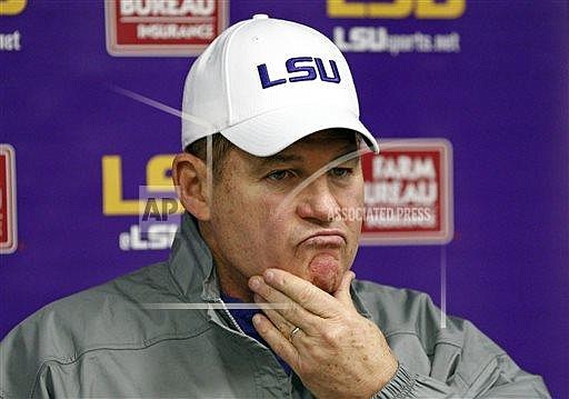 LSU football coach Les Miles ponders a question following last Saturday's 38-17 loss at Ole Miss.