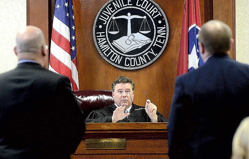 Juvenile Court Judge Robert Philyaw speaks to attorneys in this file photo.