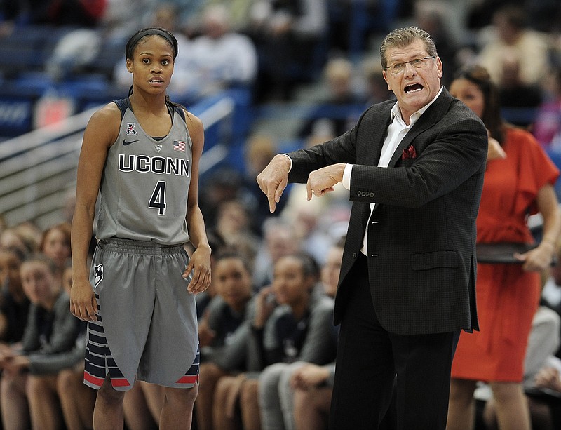 UConn women's basketball coach Geno Auriemma is a friend of UTC coach Jim Foster. Foster's Mocs will host the Huskies, winner of the past three NCAA titles, at 6:30 tonight at McKenzie Arena.