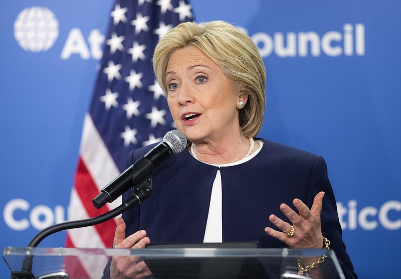 
              Democratic presidential candidate Hillary Clinton speaks at the Atlantic Council Women's Leadership in Latin America Initiative in Washington, Monday, Nov. 30, 2015. (AP Photo/Pablo Martinez Monsivais)
            