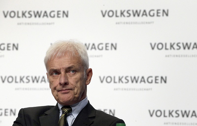 Matthias Mueller, CEO of Volkswagen, attends a press conference of the German car manufacturer Volkswagen in Wolfsburg, Germany.