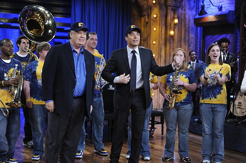 Chattanooga native Dennis Haskins, left, who played Mr. Belding on "Saved by the Bell," appears with Jimmy Fallon and members of the UTC band on "Late Night with Jimmy Fallon" in March 2009.