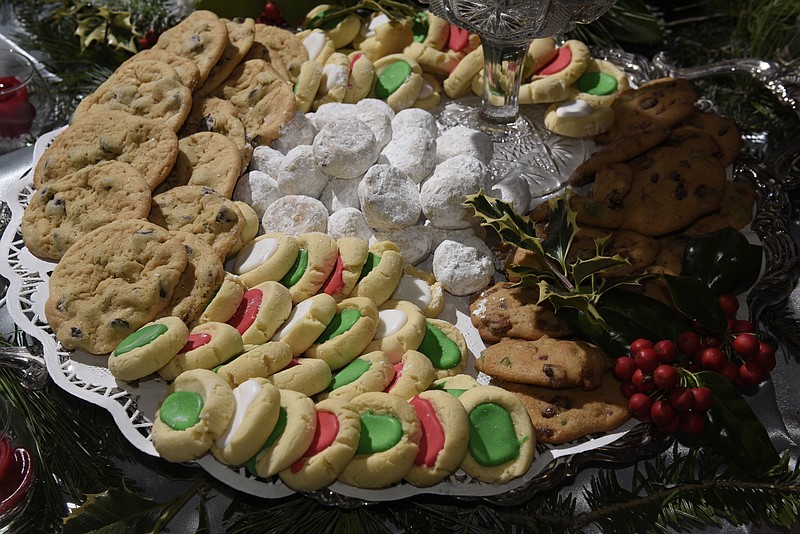 Platters of Christmas cookies filled one end of the dessert bar.