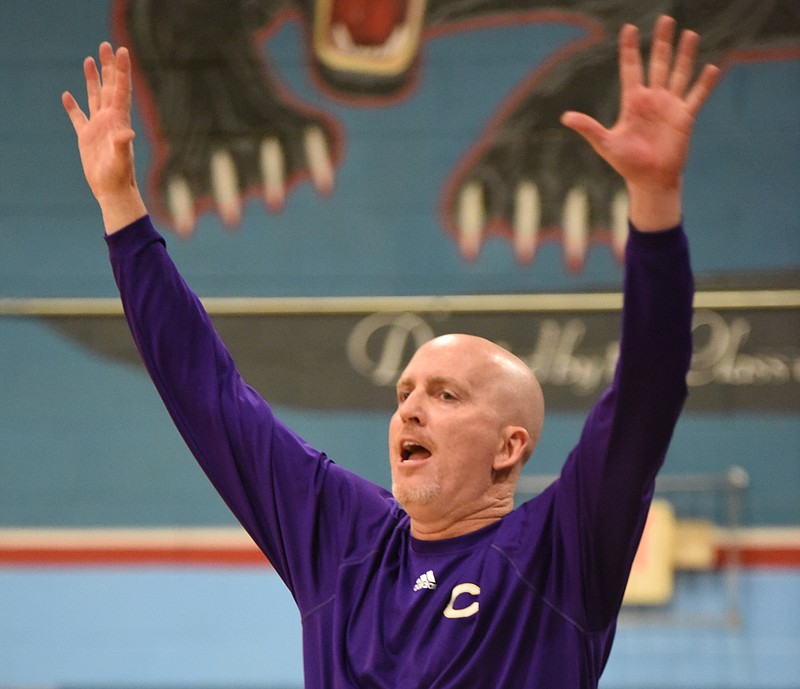 Central head coach Rick Rogers reacts as his team builds a lead over the Brainerd Panthers Tuesday night.