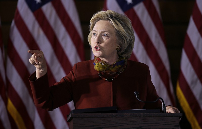 Democratic presidential candidate Hillary Clinton speaks about her counterterrorism strategy during a speech at the University of Minnesota on Tuesday, Dec. 15, 2015, in Minneapolis.