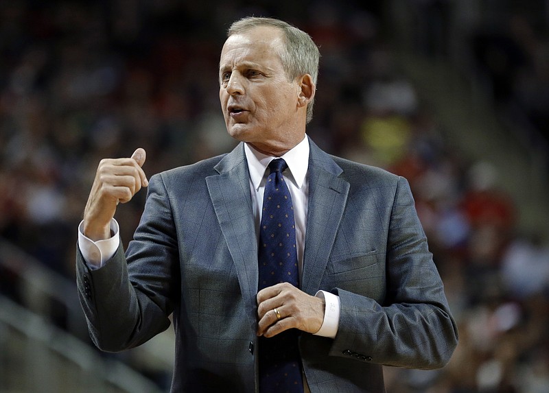 First-year Tennessee coach Rick Barnes gestures from the sideline during Saturday night's loss to Gonzaga in Seattle.