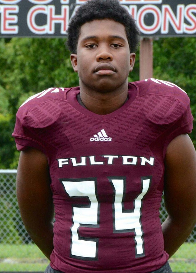 This undated photo released by the Knox County Schools, high school football player Zaevion Dobson, 15, was shot to death Thursday night, Dec. 17, 2015, in Knoxville, Tenn., as he shielded three girls from gunfire in a shooting spree. Dobson, a sophomore at Fulton High School in northern Knoxville, was "a fine, fine young man," said Fulton High School football coach Rob Black. (Knox County Schools via AP)
            